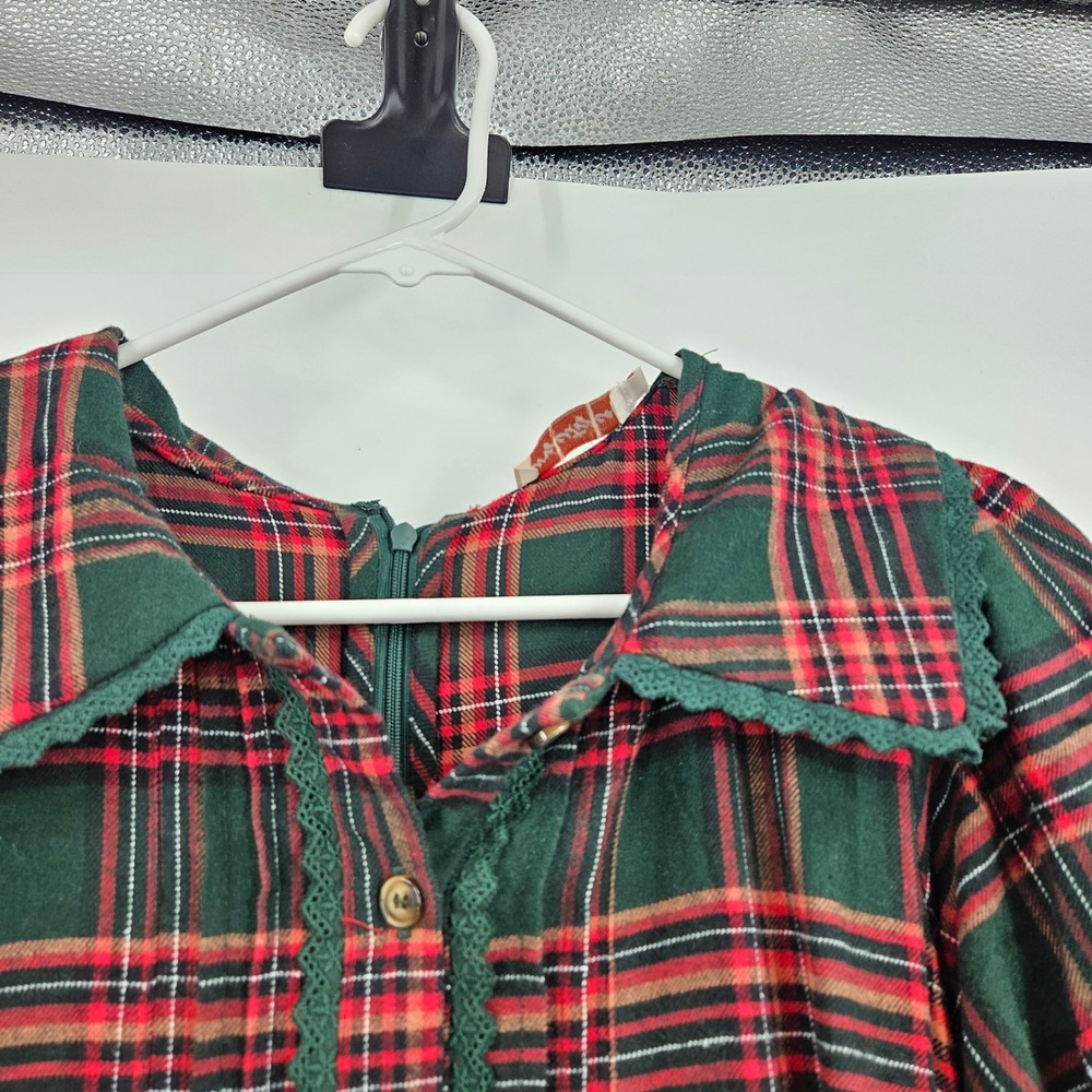 Ivy City Co. Sophia Dress Red Green Plaid Ruffle Eyelet Trim Cottagecore Size 6 - Picture 5 of 11